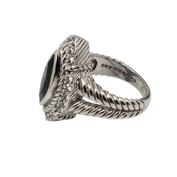 Judith Ripka GORGEOUS Olive Quartz & Sterling Silver Cubic Zirconia ring-SZ 6 - Picture 6 of 15